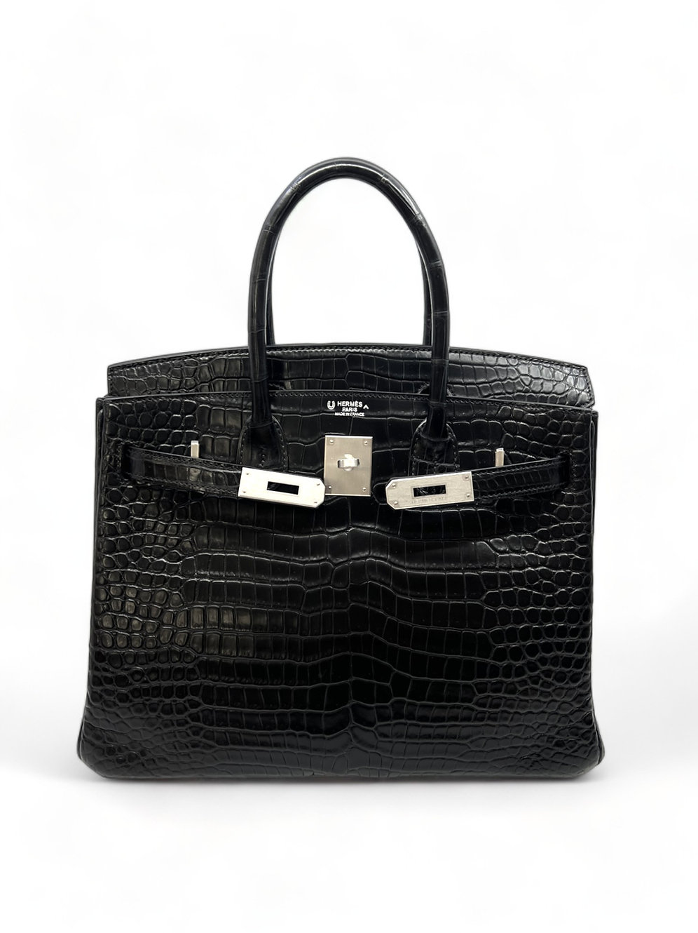 BIRKIN 30 CROCODILE POROSUS MAT NOIR PALLADIUM HARDWARE