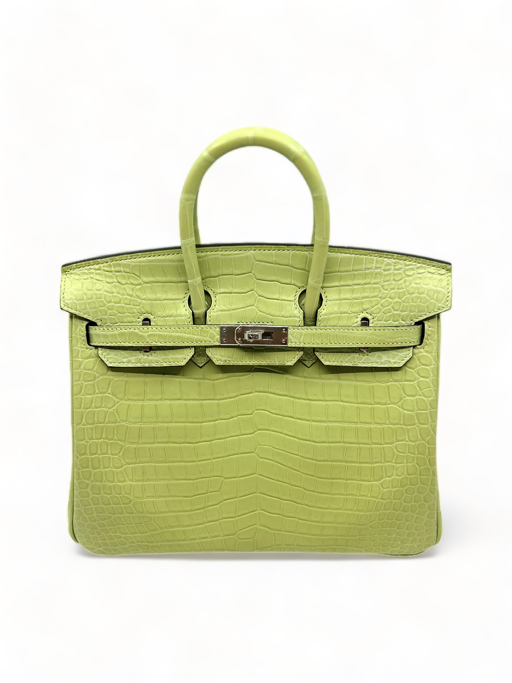 Birkin 25 Crocodile Porosus Jaune Bourgeon PHW