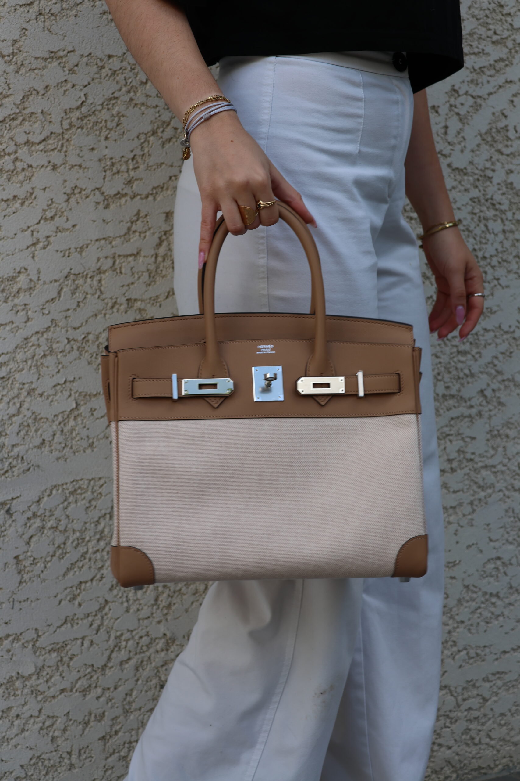 BIRKIN TOILE SWIFT BEIGE PHW