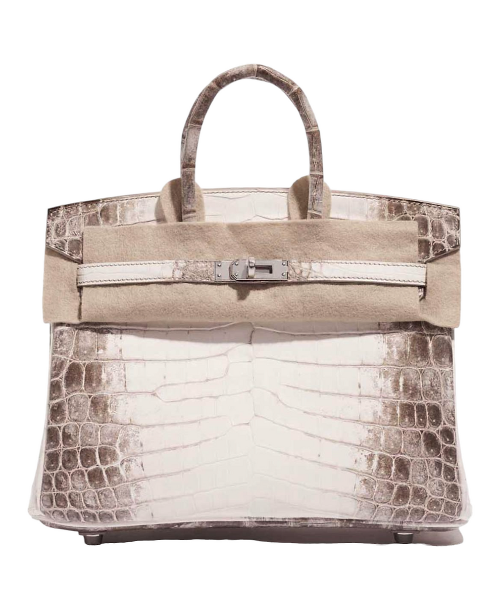 Birkin 25 Niloticus Crocodile Himalaya Blanc